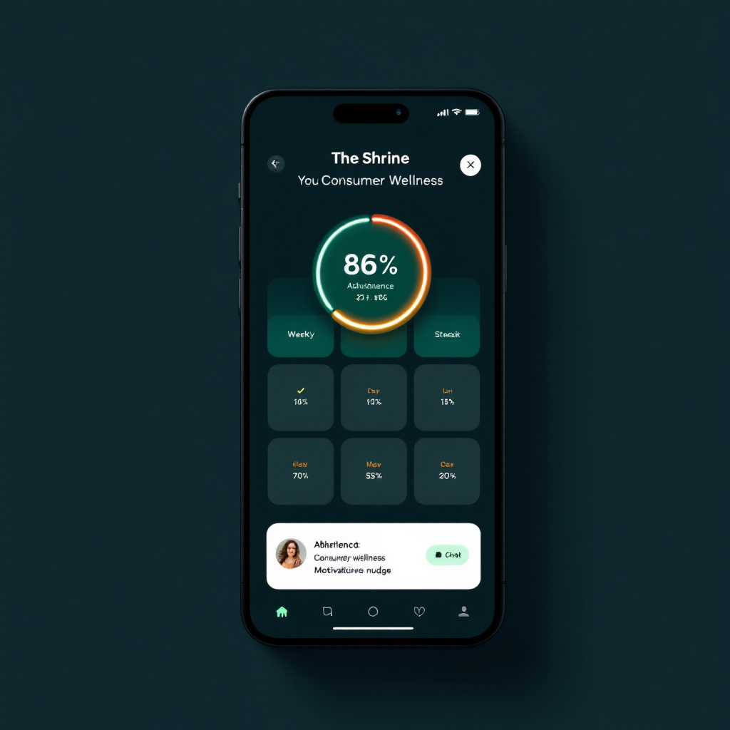 ShrineAI companion interface showing protocol tracking and daily check-ins